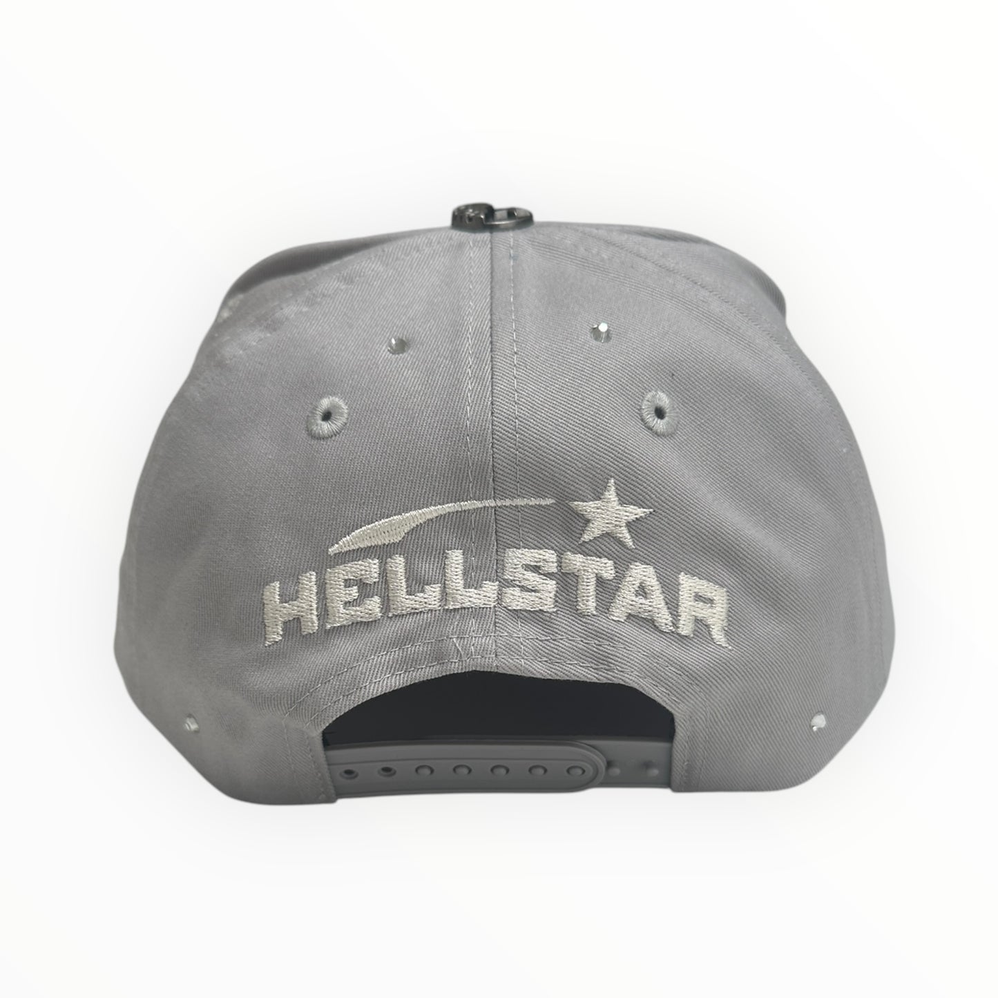 Hellstar OG Logo Rhinestone Snapback Hat Grey