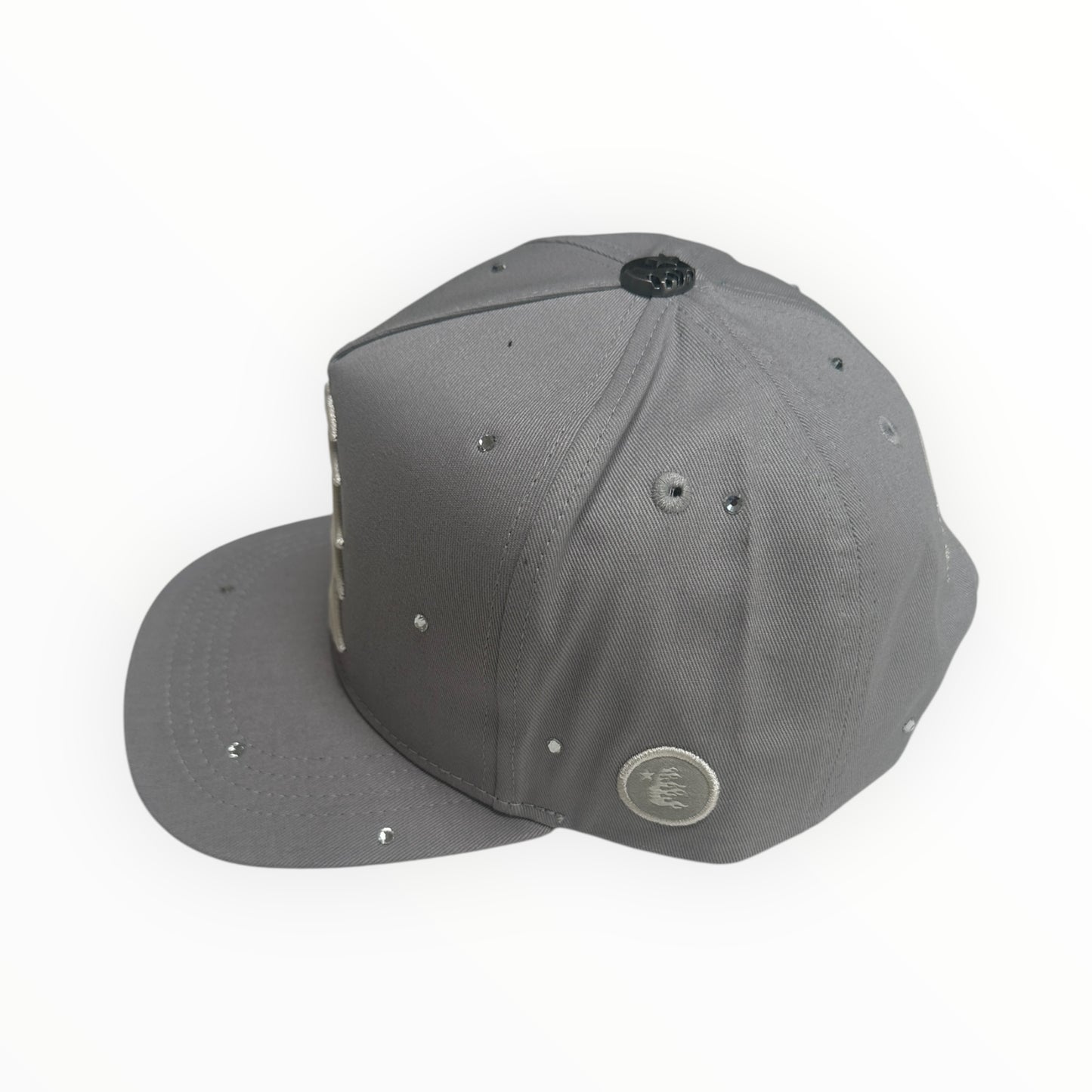 Hellstar OG Logo Rhinestone Snapback Hat Grey