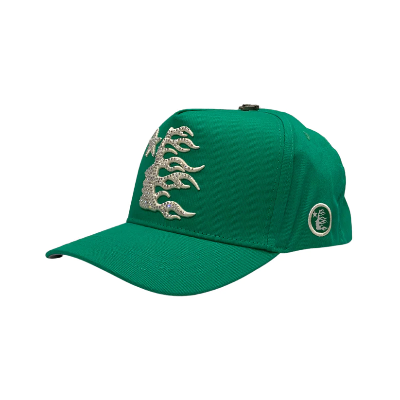 Hellstar OG Rhinestones Logo Snapback Hat Green